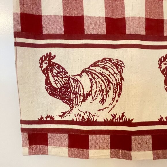 New Park B. Smith Window Curtain Rooster Chicken Checked Curtain - Picture 2 of 6